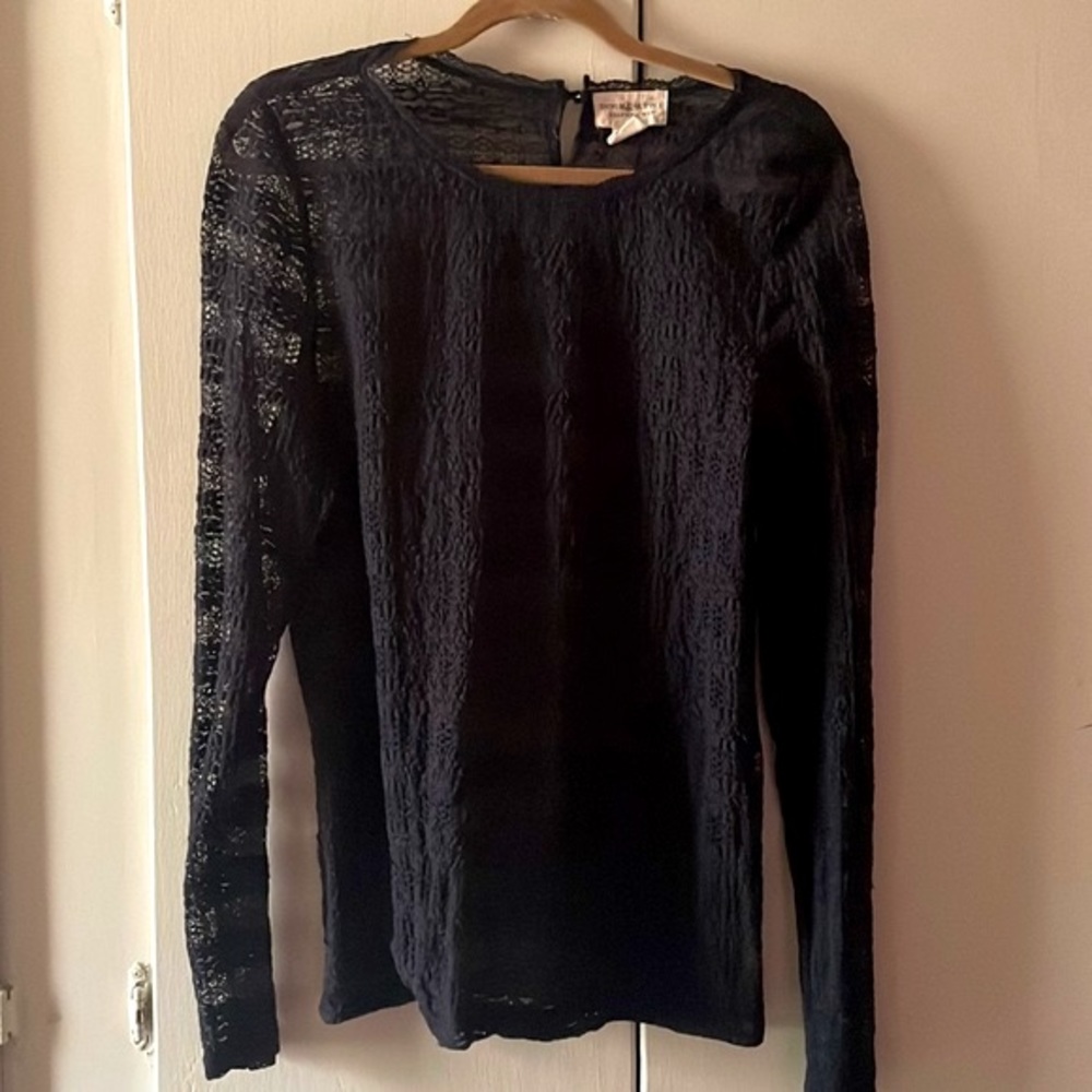 Ralph Lauren navy blue long sleeved lace blouse